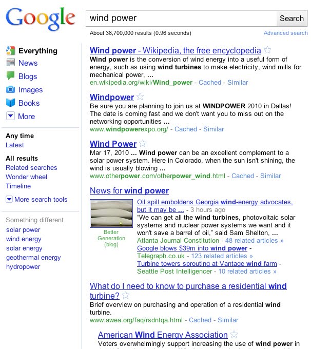 Überarbeitete Suchergebnisseite von Google